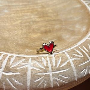 Gold Red Heart Ring